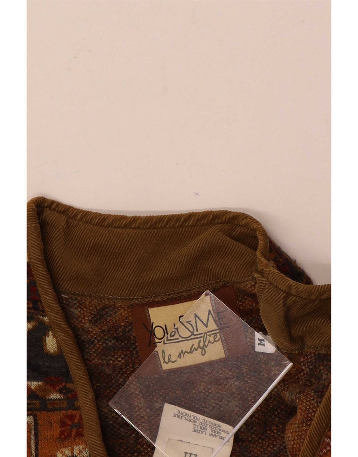 Gilet da uomo vintage UK 38 lana Fair Isle marrone medio