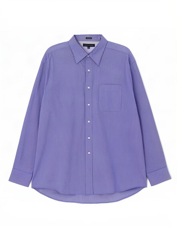 Camicia da uomo vestibilità regolare Tommy Hilfiger taglia 17 1/2 XL cotone gessato blu
