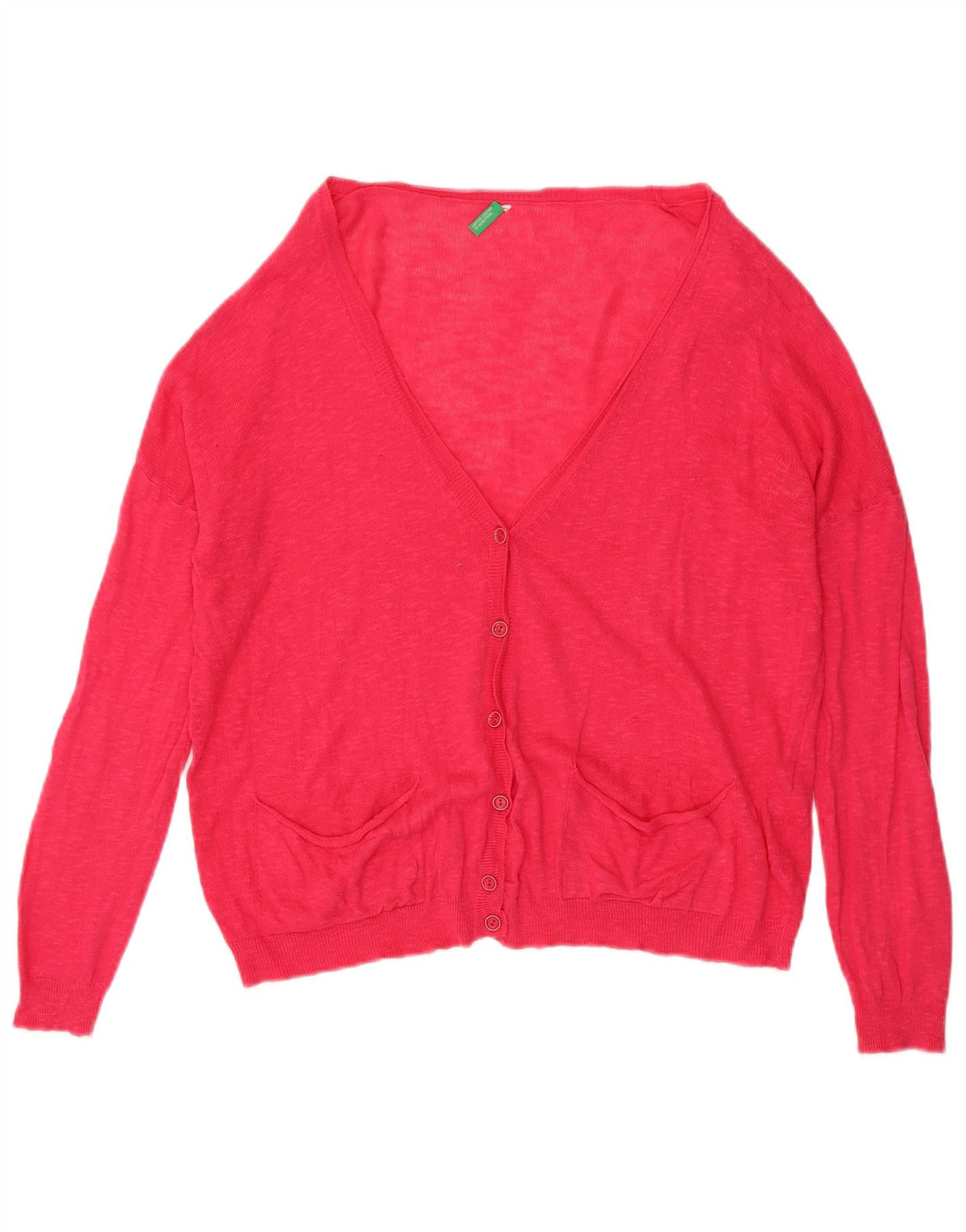 BENETTON Maglione cardigan oversize da donna UK 10 piccolo rosa