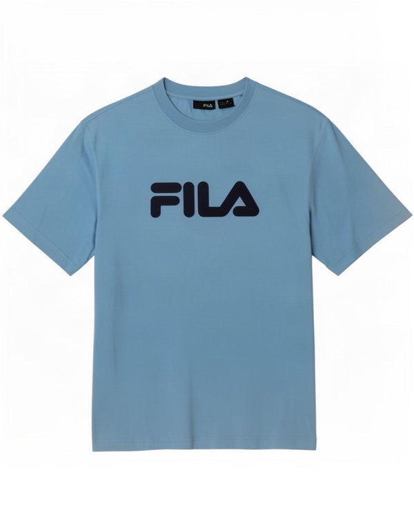 T-shirt grafica regolare da uomo a maniche corte Fila, grande, in cotone blu