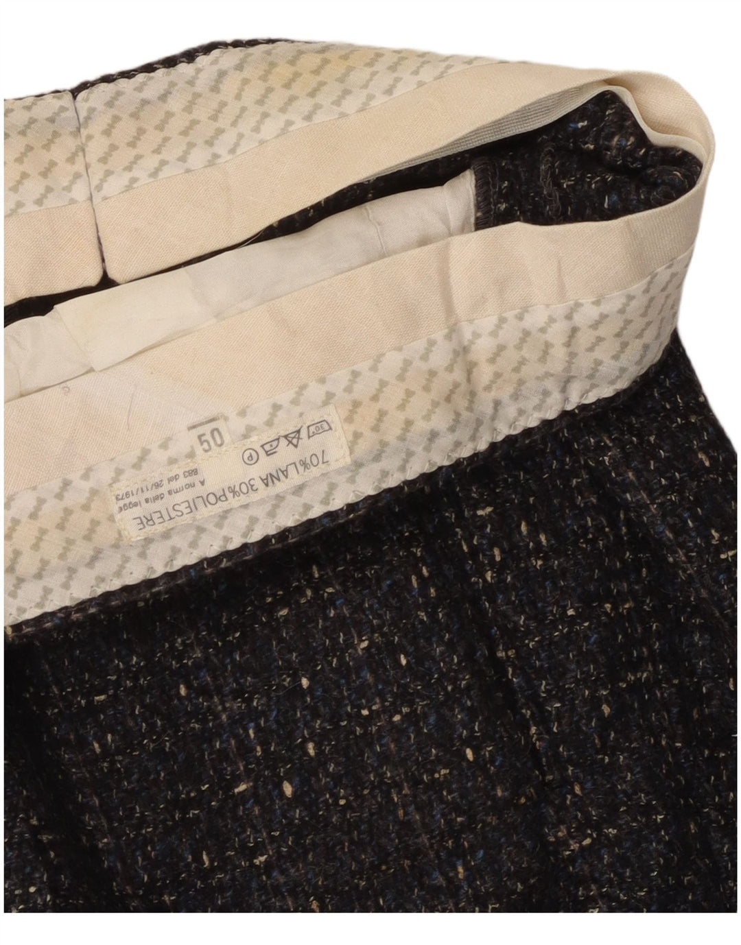 Pantaloni da abito vintage da uomo con pedge IT 50 Large W32 L31 Lana screziata grigia