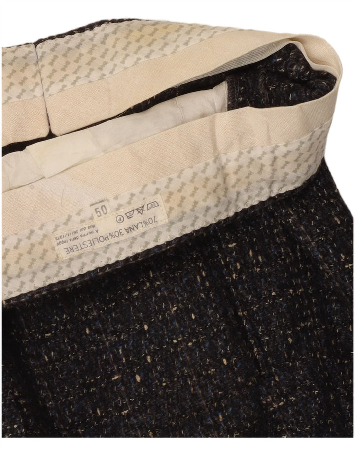 Pantaloni da abito vintage da uomo con pedge IT 50 Large W32 L31 Lana screziata grigia