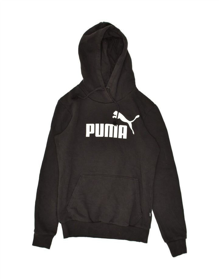 PUMA Mens Graphic Hoodie Jumper XS Black Polyester Vintage Puma and Second-Hand Puma from Messina Hembry 