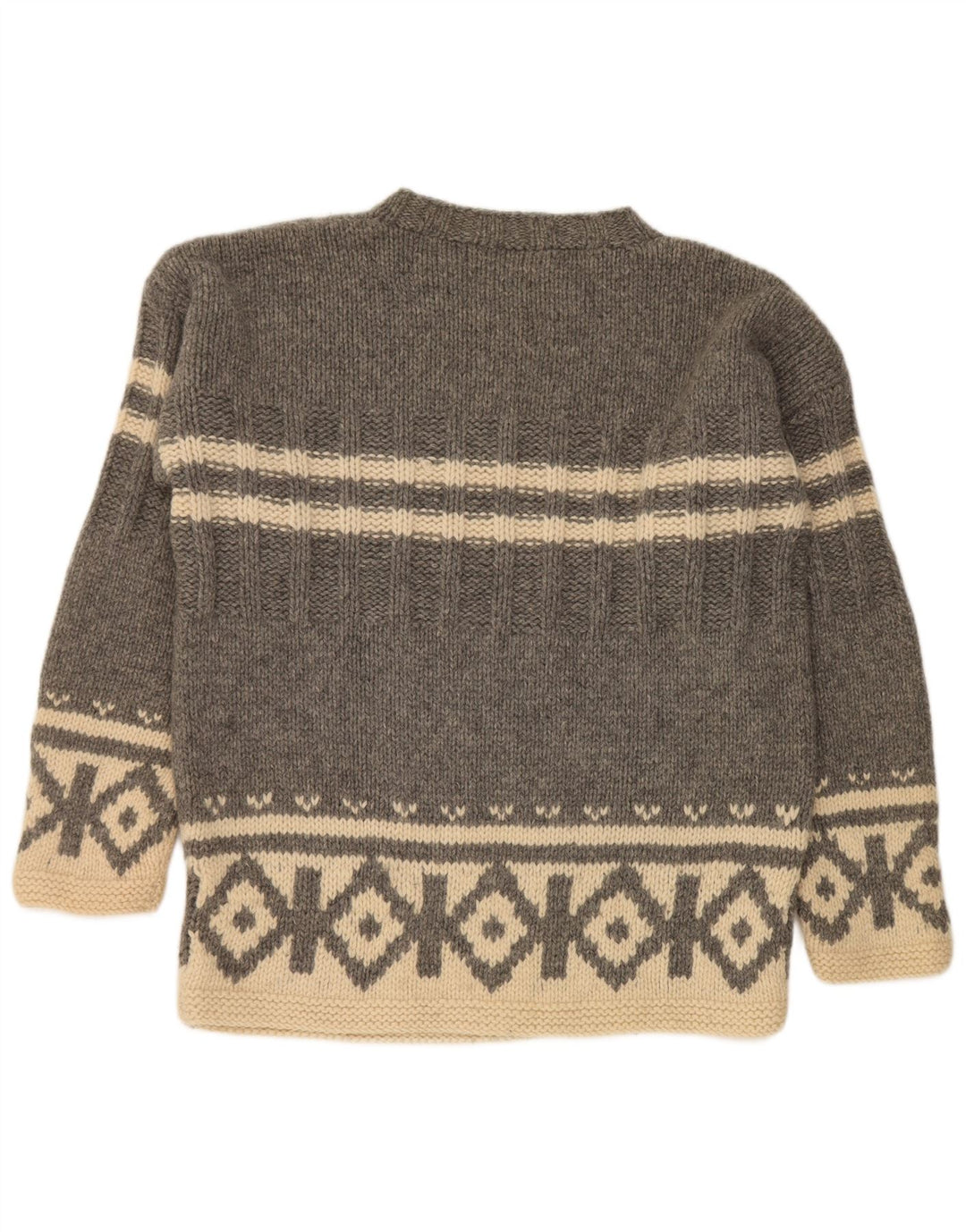 Maglione maglione girocollo da uomo S. Moritz grande lana geometrica grigia