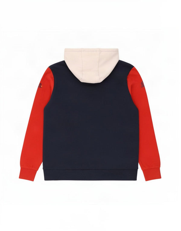 Maglione con cappuccio grafico da uomo Lotto Large in cotone color block blu navy