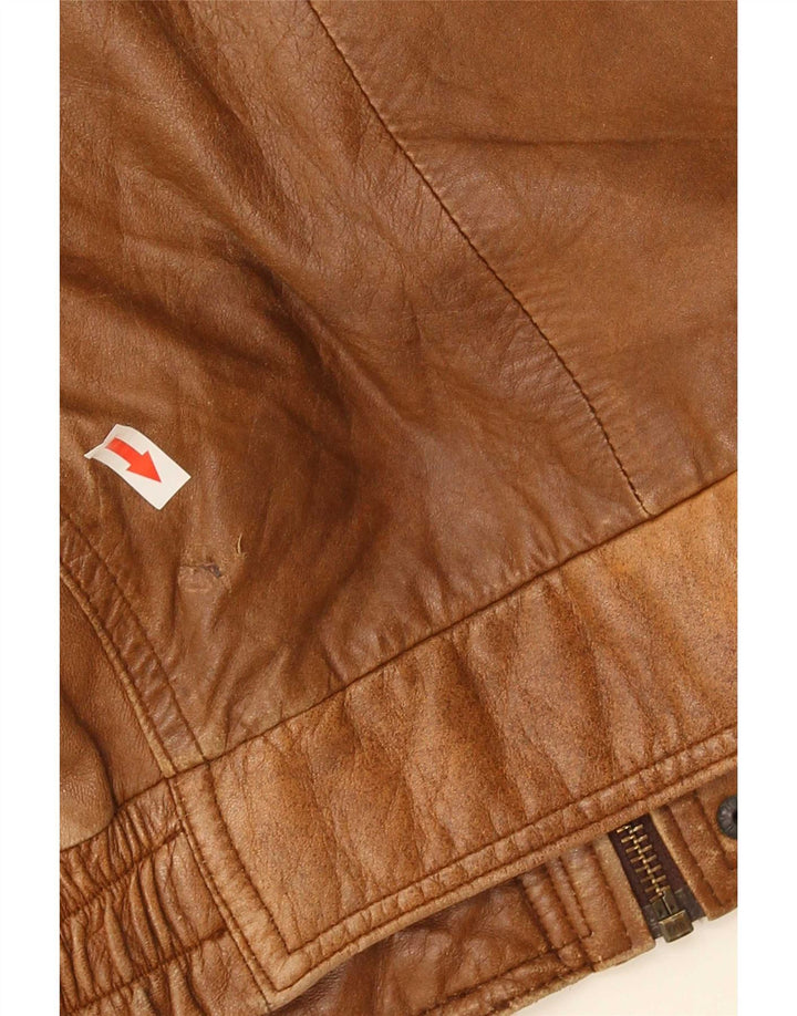 Giacca in pelle vintage da uomo IT 56 2XL Marrone