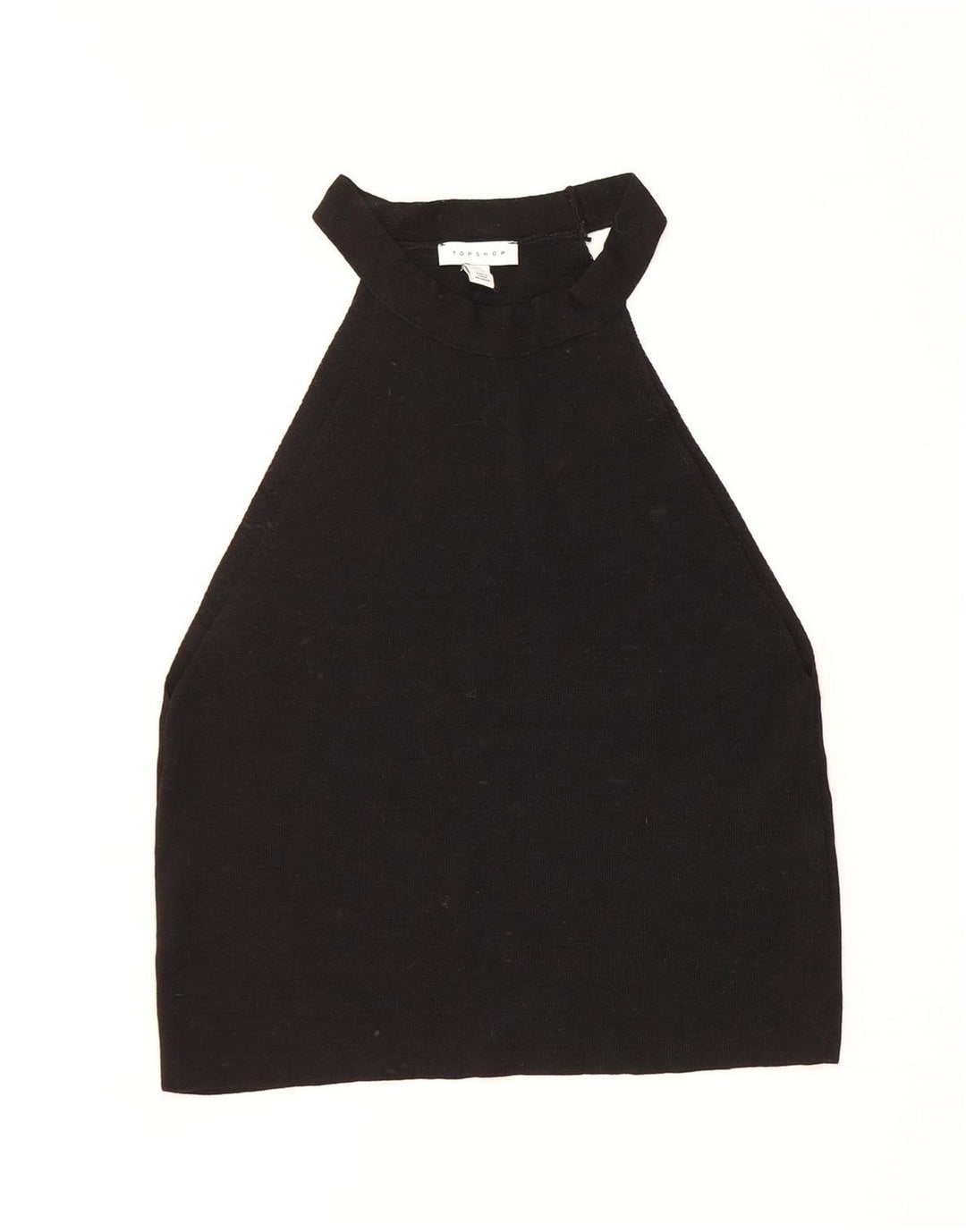 Topshop Donna Halter Crop Top UK 14 Large Nero Viscosa