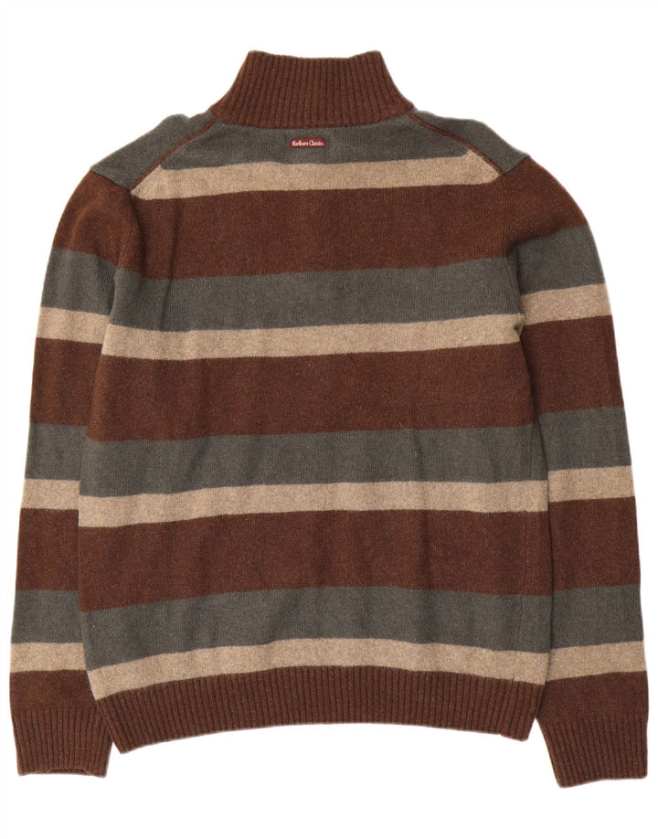 Maglione da uomo Marlboro Classics con bottoni e collo XL in lana d'agnello marrone
