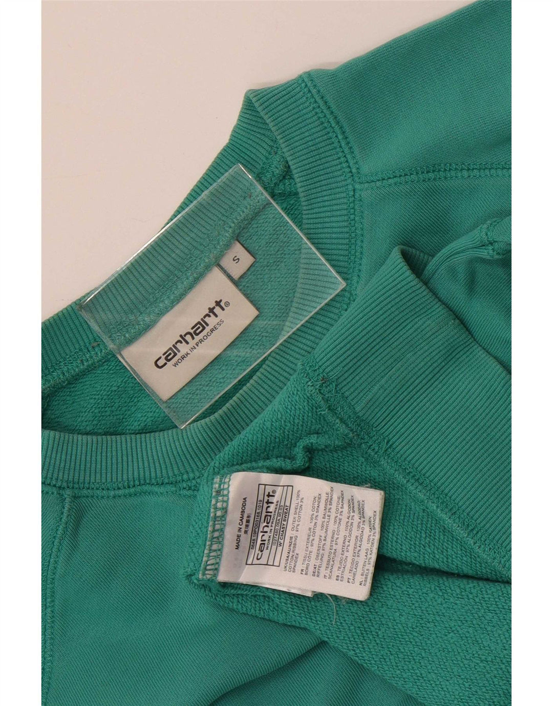 Felpa oversize da donna Carhartt UK 10 piccola in cotone verde