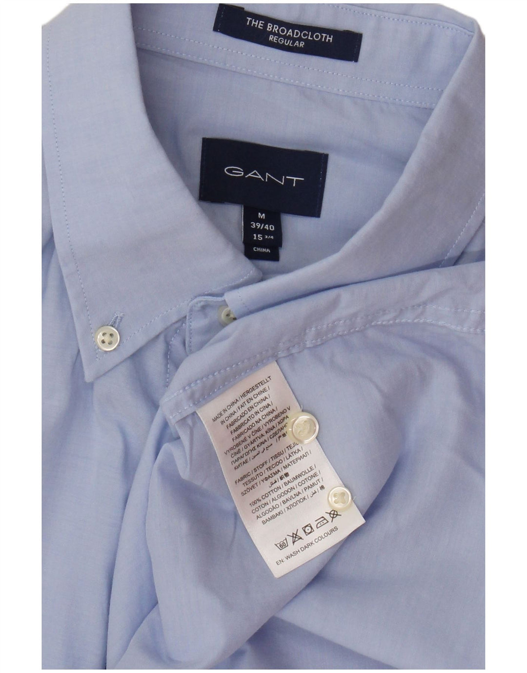 Gant Camicia da uomo vestibilità regolare taglia 39/40 15 3/4 cotone blu medio