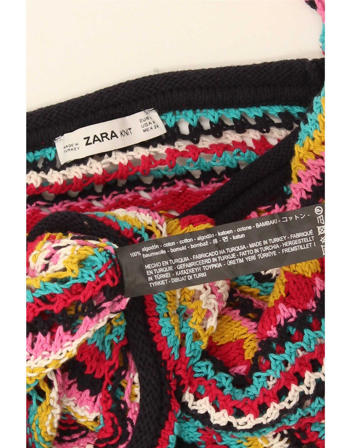 Maglione Zara da donna con scollo a barchetta UK 14 a righe multicolori medie