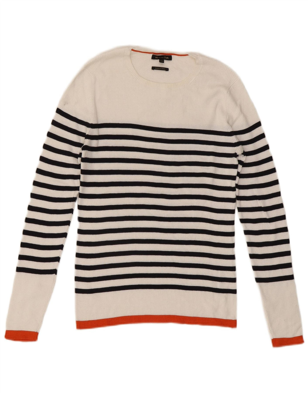Massimo Dutti Maglione da donna con scollo a barchetta UK 12 a righe bianche medie