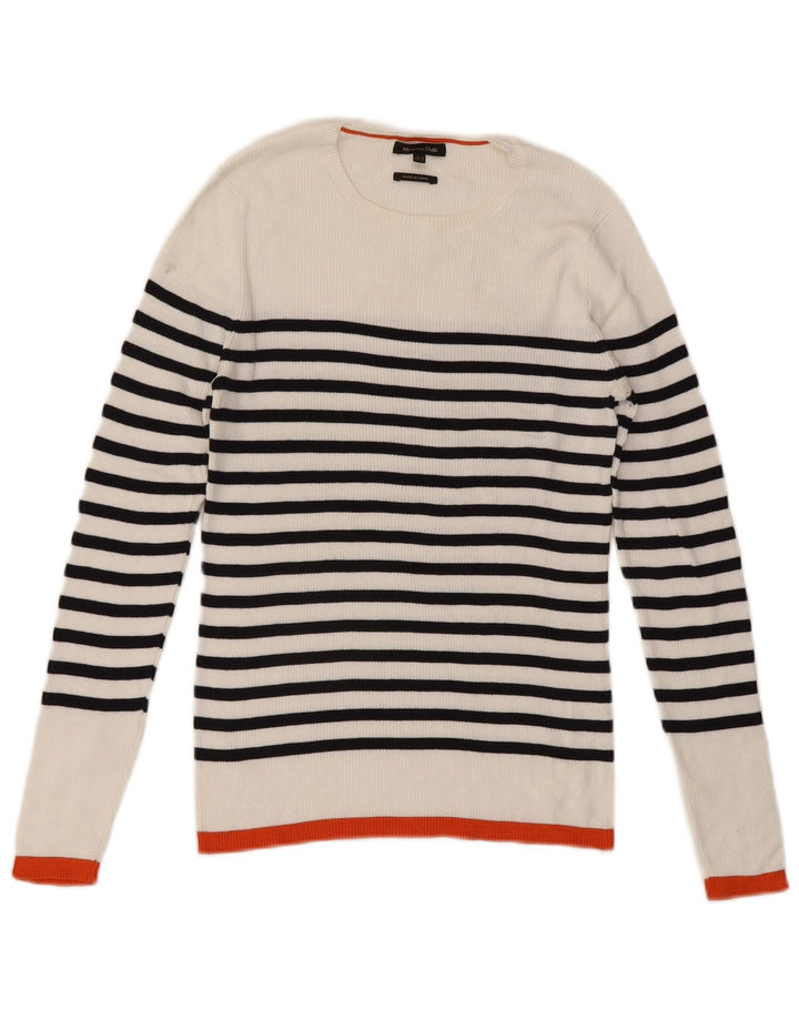 Massimo Dutti Maglione da donna con scollo a barchetta UK 12 a righe bianche medie