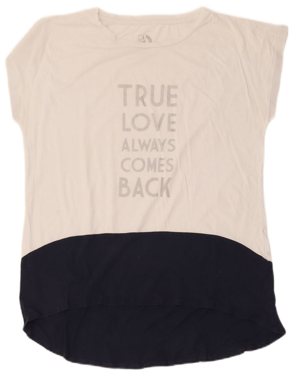 T-shirt grafica da donna di Dack Top UK 16 Large White Colourblock Cotton