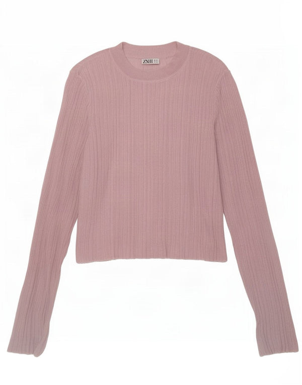 Top corto da donna Zara a maniche lunghe UK 12 Viscosa rosa medio