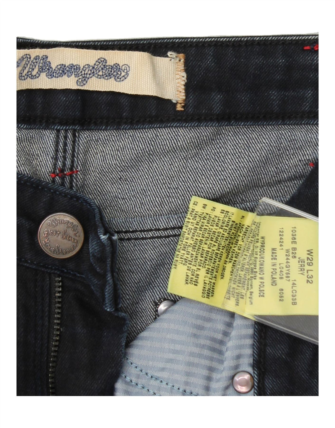 WRANGLER Womens Jerry Slim Jeans W29 L32 Navy Blue Cotton Vintage Wrangler and Second-Hand Wrangler from Messina Hembry 