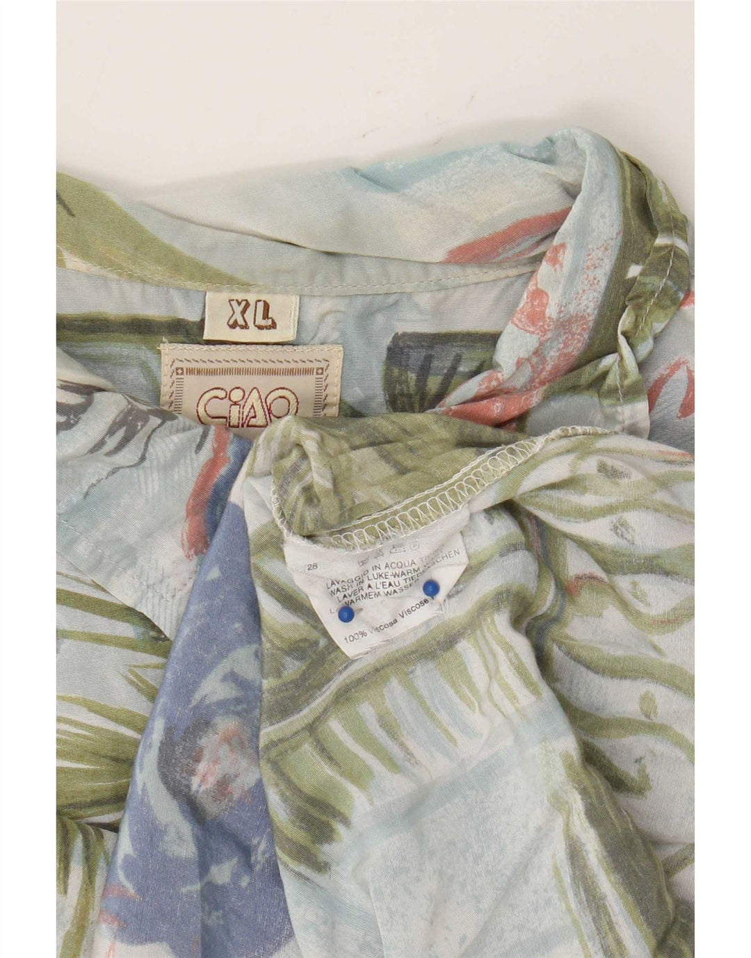 Ciao Camicia da uomo a maniche corte XL in viscosa floreale multicolore