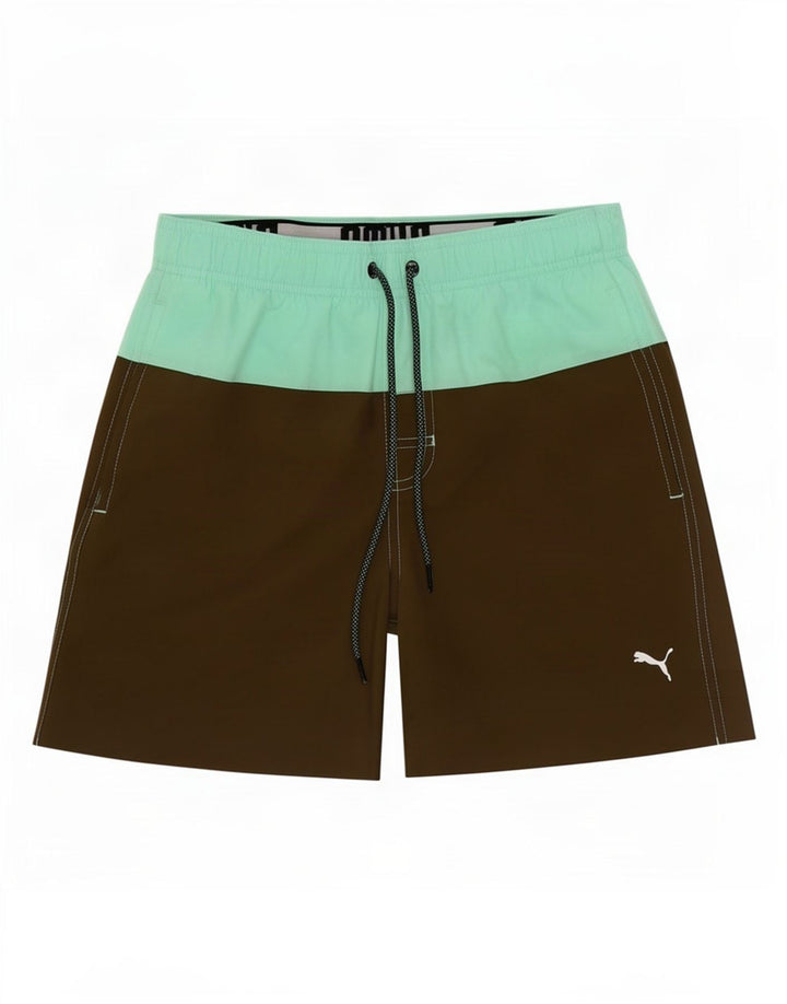 Pantaloncini da bagno grafici da uomo Puma XS Khaki Colourblock in poliestere