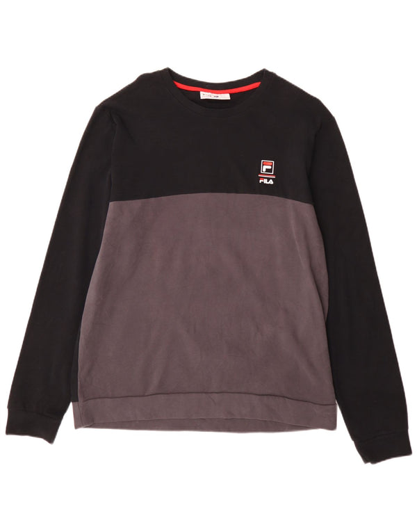 Fila Felpa da uomo Maglione Large Nero Colourblock in cotone