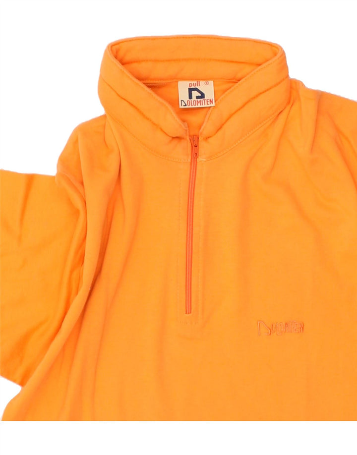 PULL DOLOMITEN Mens Zip Neck Pullover Tracksuit Top IT 46 Small Orange | Vintage Pull Dolomiten | Thrift | Second-Hand Pull Dolomiten | Used Clothing | Messina Hembry 