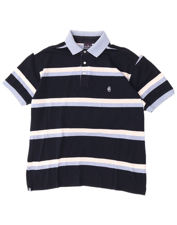 Polo da rugby da uomo Conte of Florence XL in cotone a righe blu navy