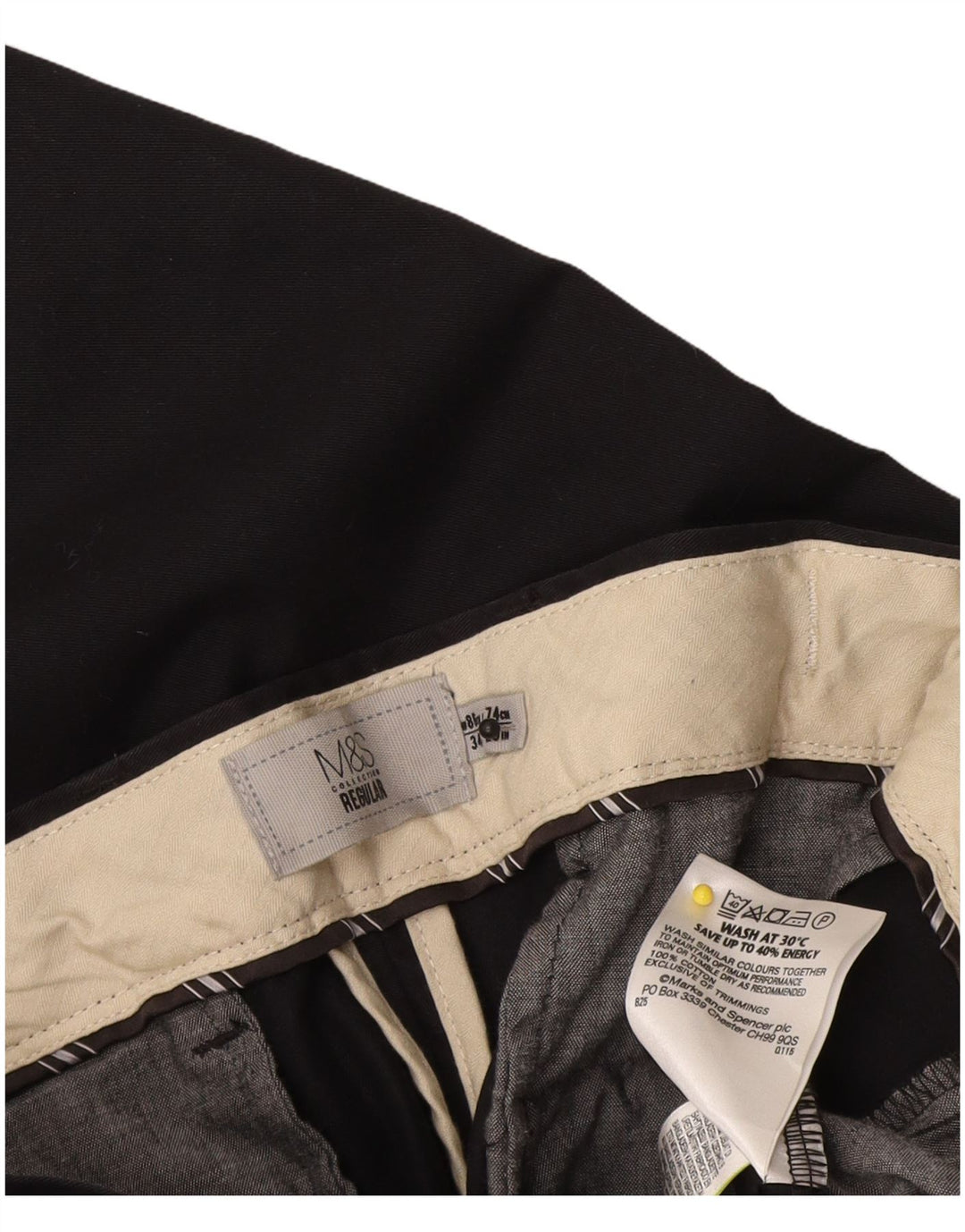 Pantaloni chino vestibilità regolare da uomo Marks & Spencer W34 L29 cotone nero