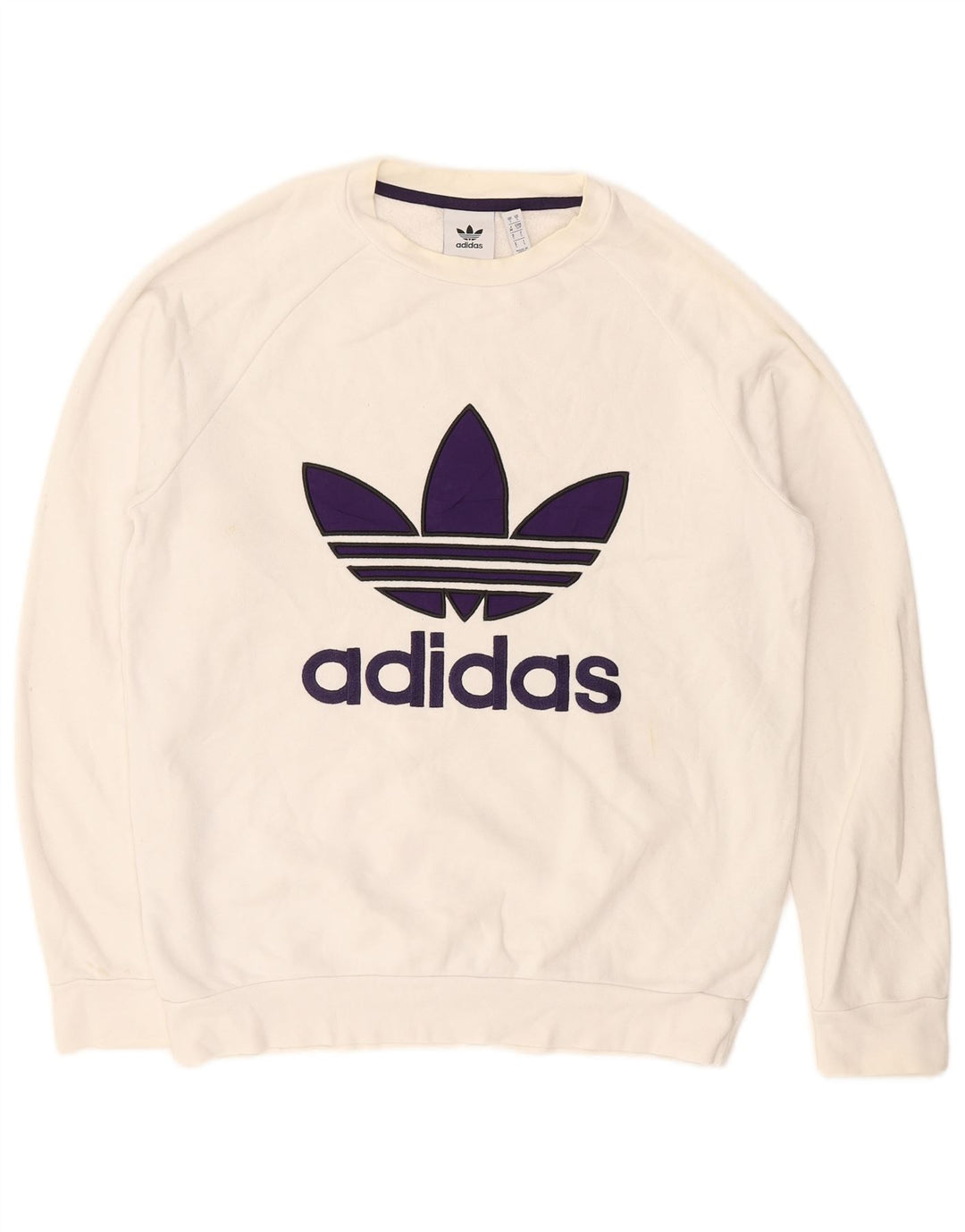 ADIDAS Mens Graphic Sweatshirt Jumper Small White Cotton