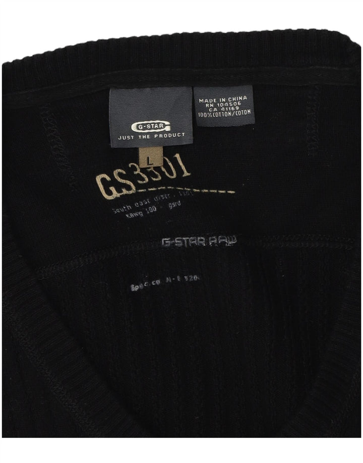 Maglione da uomo G-Star 3301 con scollo a V, grande cotone nero