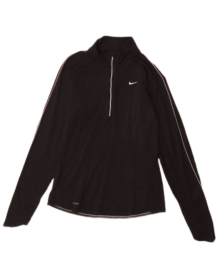 Top della tuta pullover Nike da donna Dri Fit UK 8/10 Small nylon nero