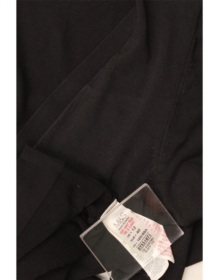 Maglione cardigan con zip intera Marks & Spencer da donna UK 12 viscosa nera media