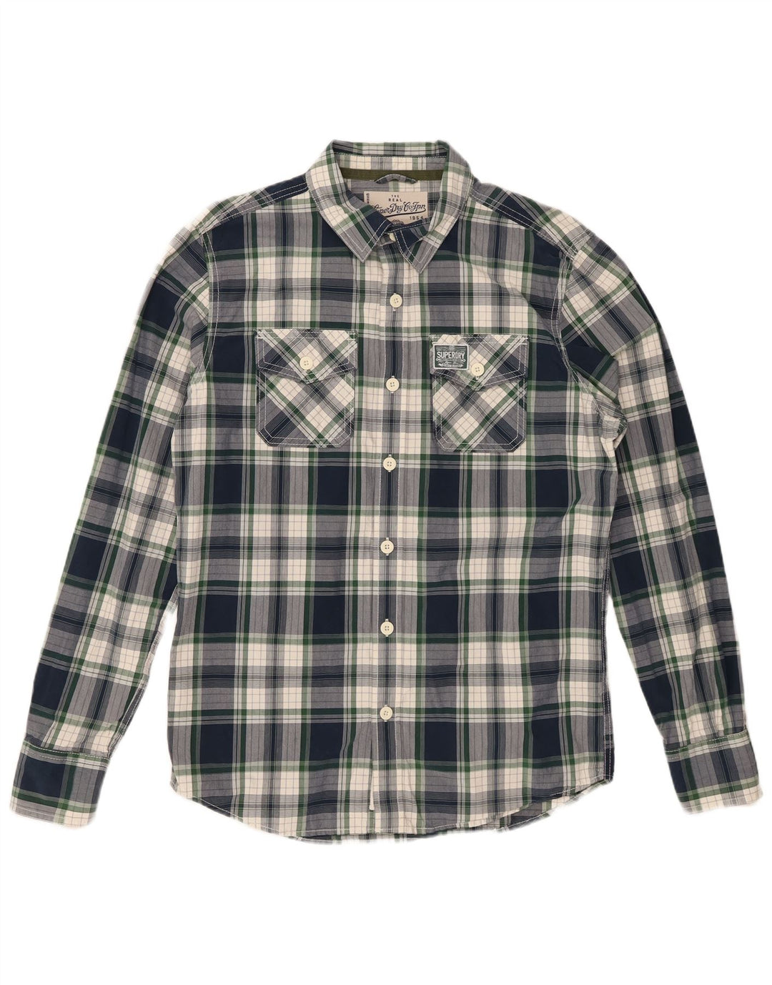 Camicia da uomo SUPERDRY XL in cotone a quadri blu navy