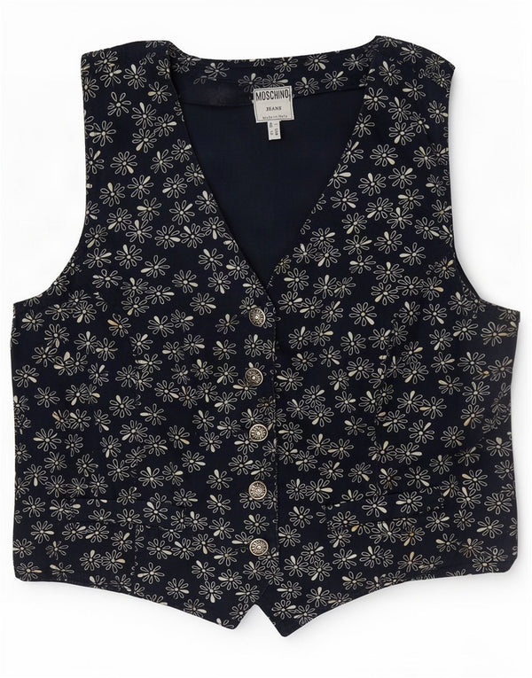 Gilet regolare da donna Moschino UK 16 grande blu floreale