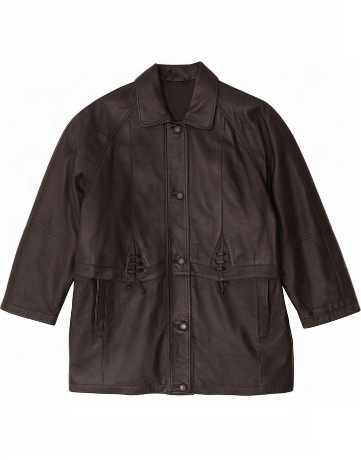 Cappotto in pelle da donna C&A UK 16 grande nero