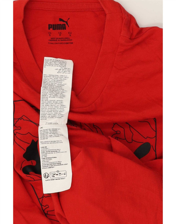 T-shirt grafica da uomo Puma Top Small in cotone rosso