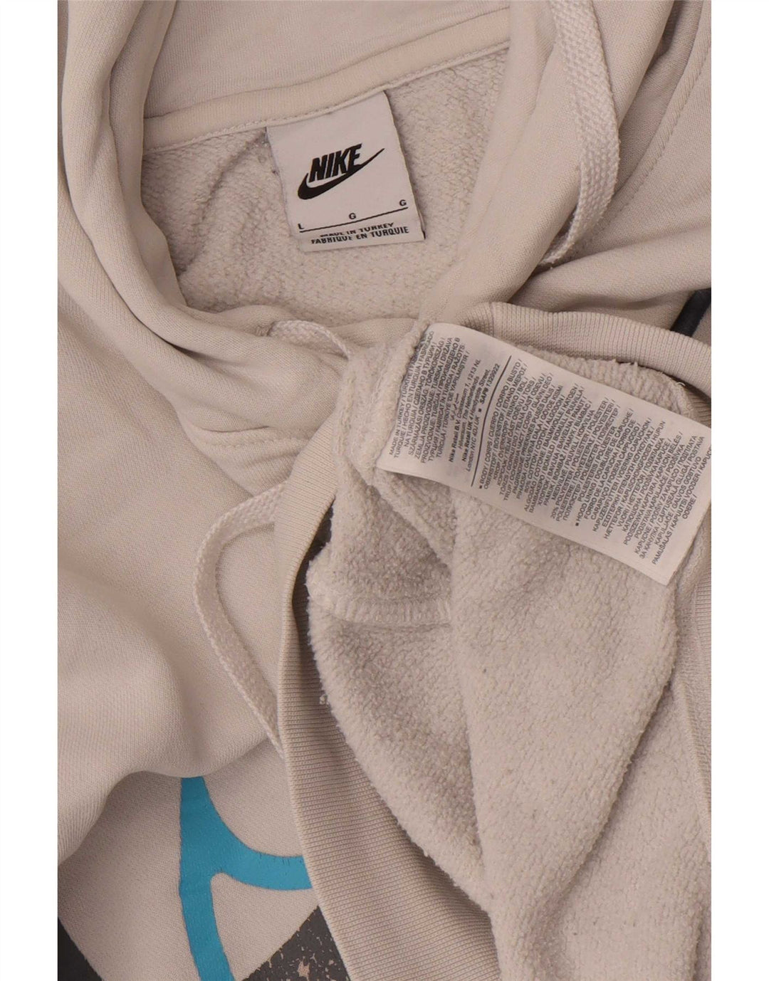 Felpa con cappuccio grafica da uomo Nike Large in cotone bianco