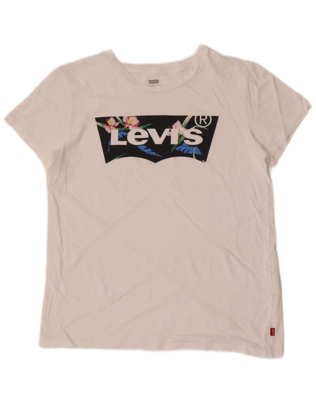 T-shirt grafica da donna Levi's Top UK 12 cotone bianco medio