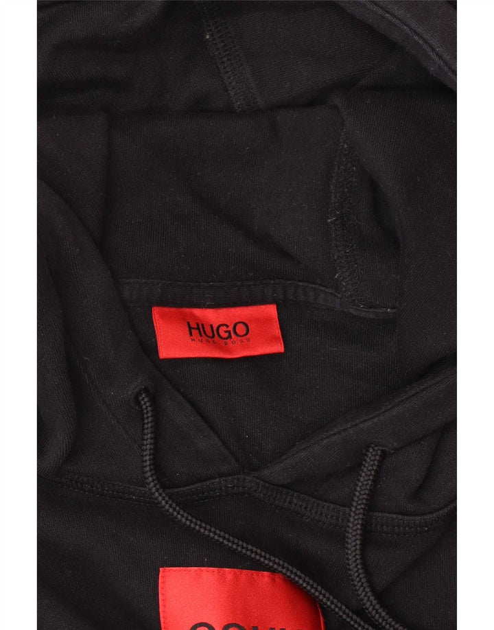Felpa con cappuccio da uomo Hugo Boss grande in cotone nero