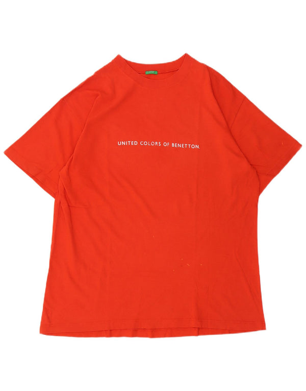 T-shirt grafica da uomo Benetton Top Large arancione