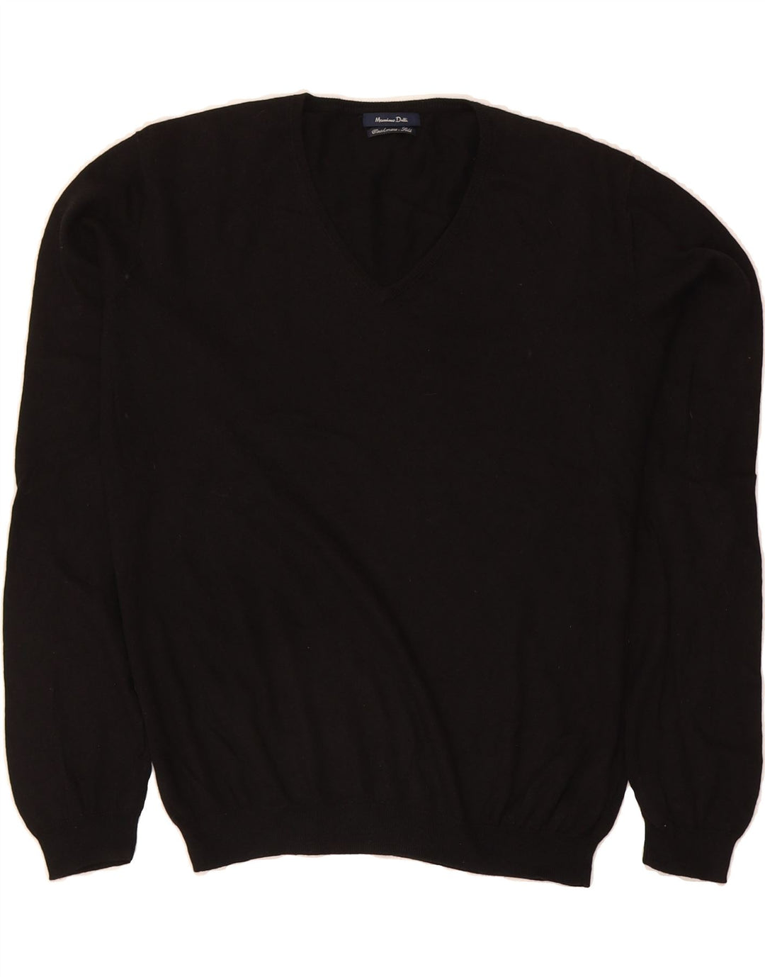 MASSIMO DUTTI Womens V-Neck Jumper Sweater UK 14 Medium Black Cotton Vintage Massimo Dutti and Second-Hand Massimo Dutti from Messina Hembry 