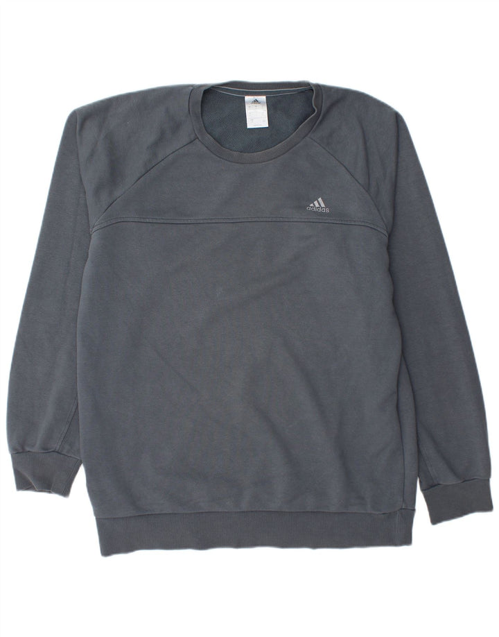 Felpa ADIDAS da uomo Climalite, maglione grande, cotone blu navy