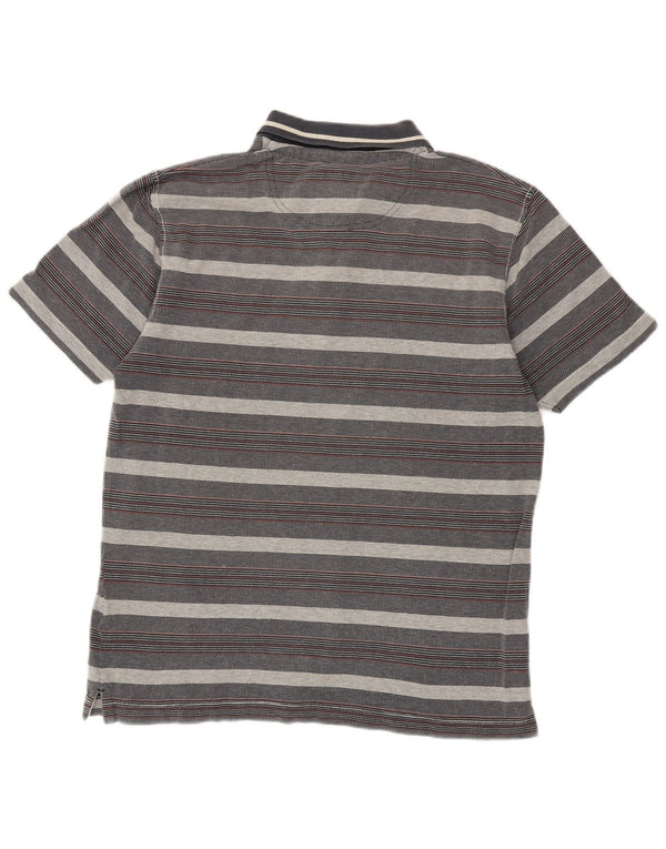 Polo da uomo Fat Face in cotone a righe grigio medio