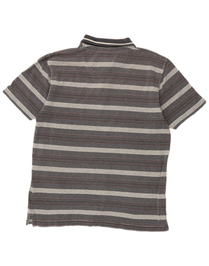 Polo da uomo Fat Face in cotone a righe grigio medio