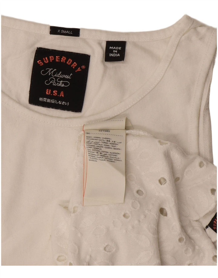 T-shirt da donna con vestibilità regolare Superdry UK 6 XS in cotone bianco sporco