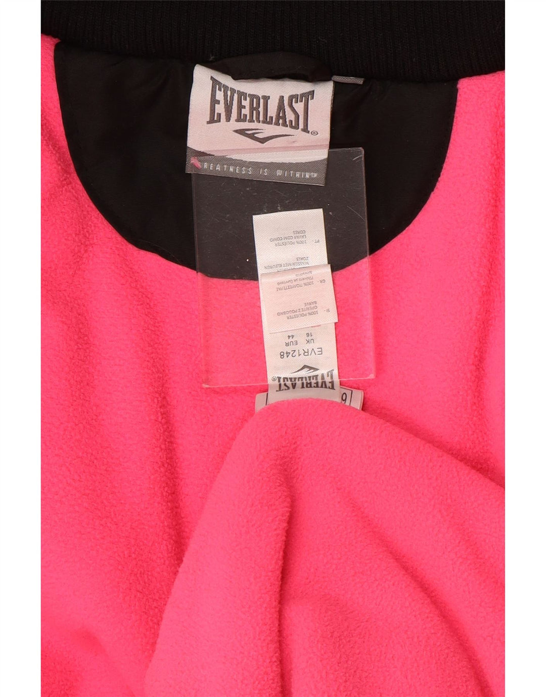 EVERLAST Womens Hooded Windbreaker Jacket UK 16 Large Black Polyester