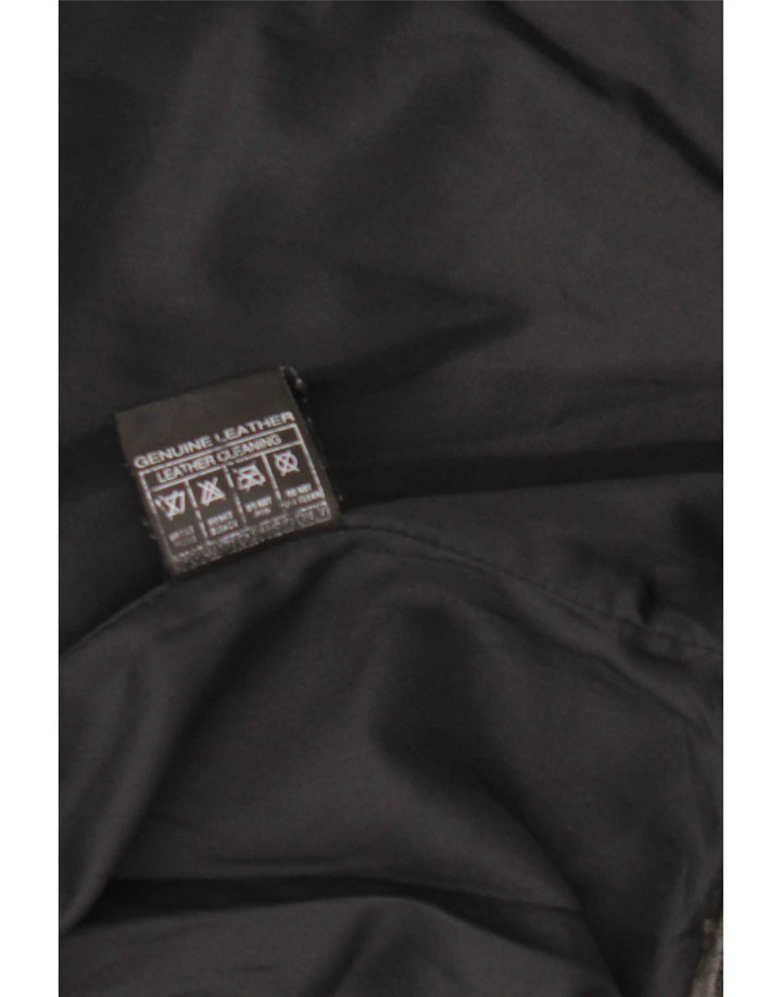 Giacca in pelle bomber vintage da uomo UK 36 piccola nera