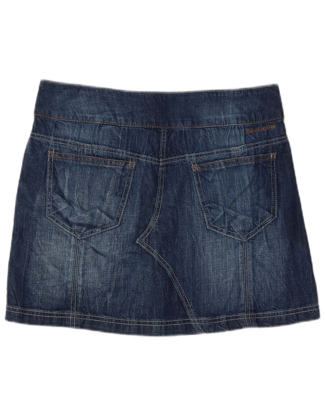Mini gonna di jeans da donna Dkny US 8 media W32 blu