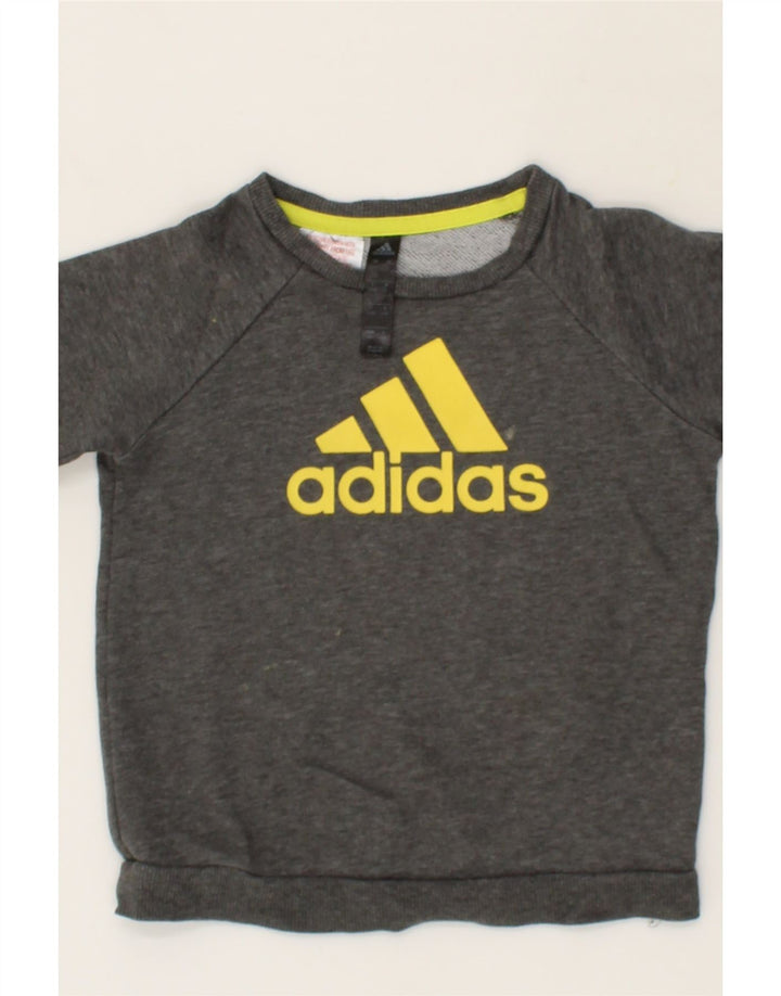 ADIDAS Boys Graphic Sweatshirt Jumper 3-4 Years Grey Cotton Vintage Adidas and Second-Hand Adidas from Messina Hembry 