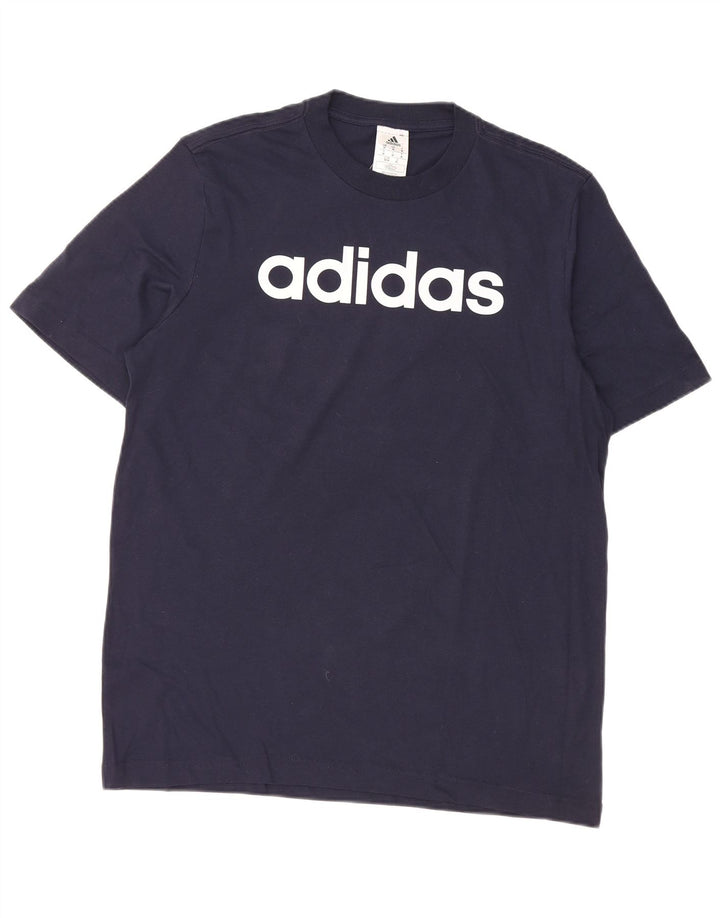T-shirt grafica da uomo Adidas Top in cotone blu navy medio