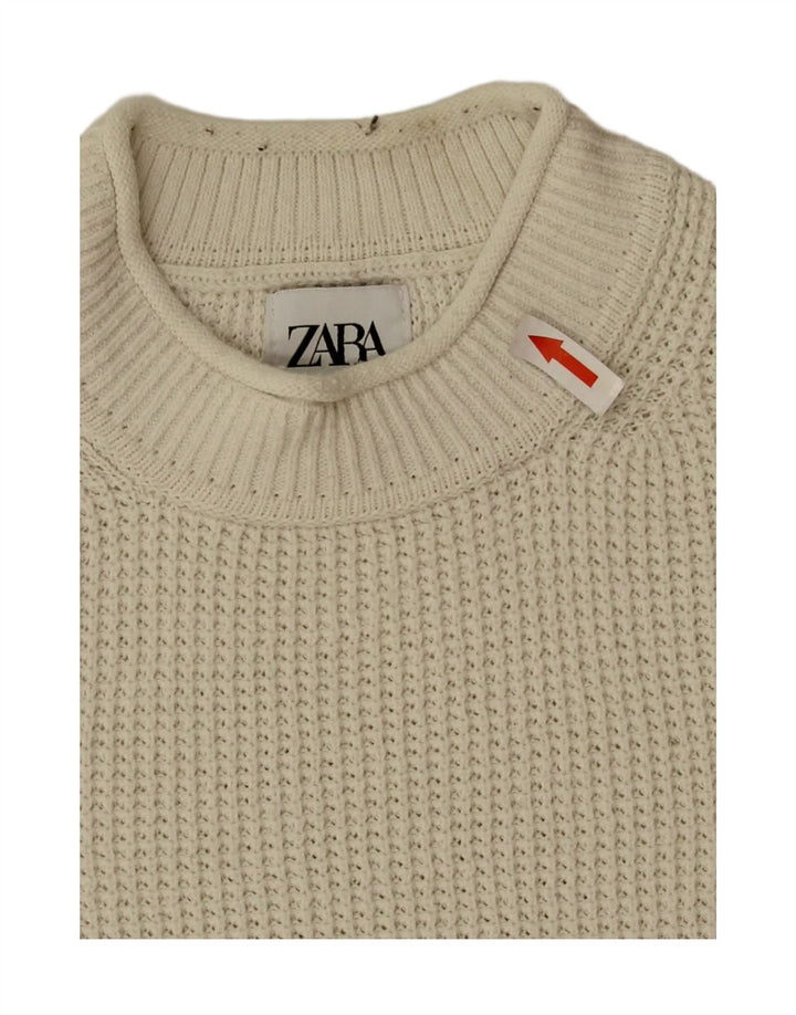 Maglione Zara da uomo con collo alto in cotone bianco medio