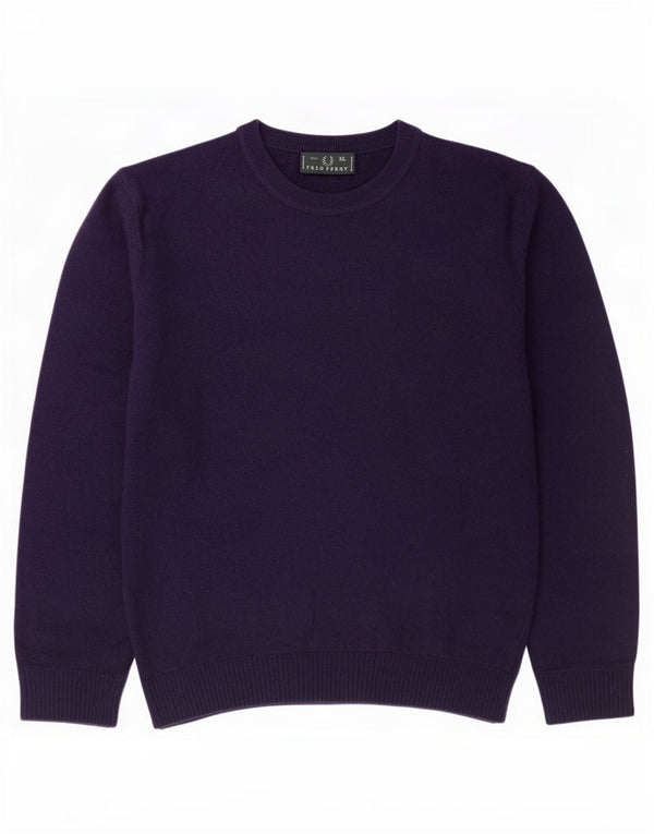Maglione maglione girocollo da uomo Fred Perry XL lana viola